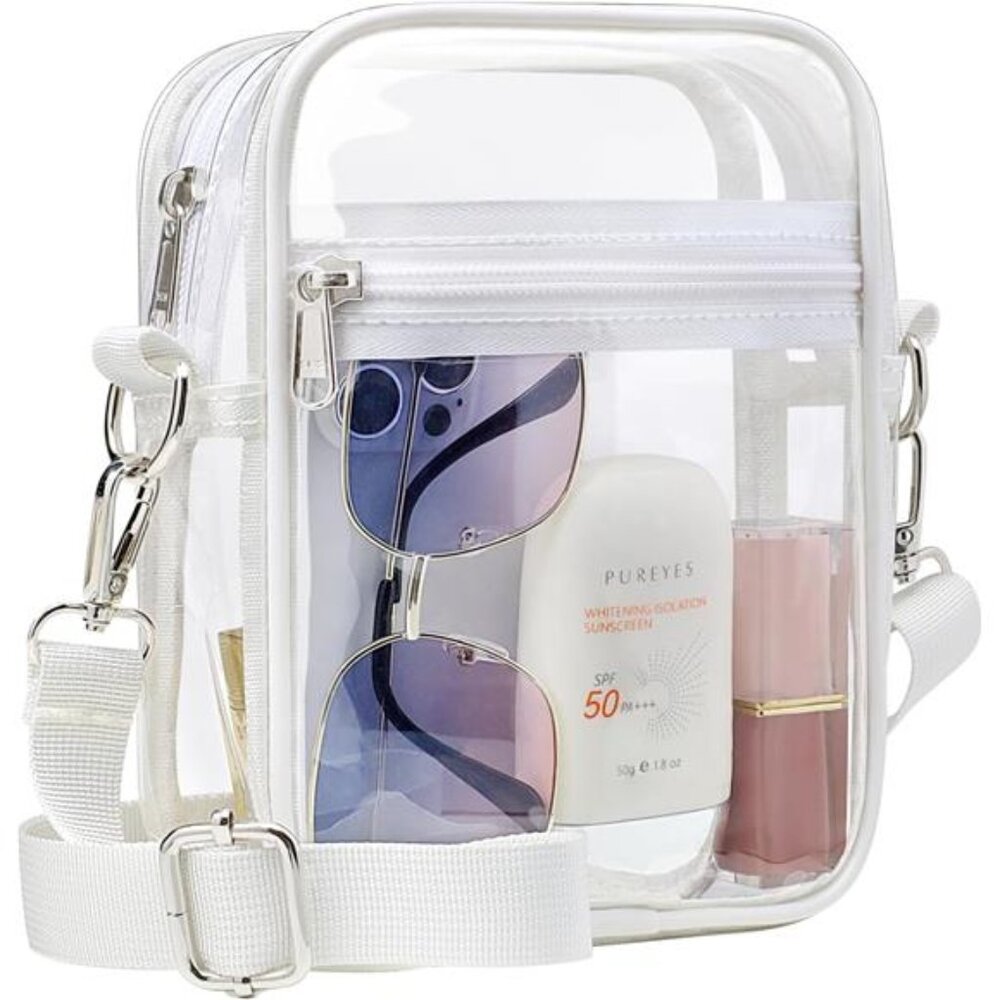 Clear Bag Stadium Approved-Clear Purses for Women Stadium Crossbody MessengerBag
